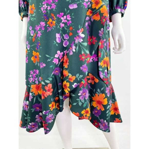 NWT Calvin Klein Malachite Green Floral Wrap Dress - Picture 6 of 10